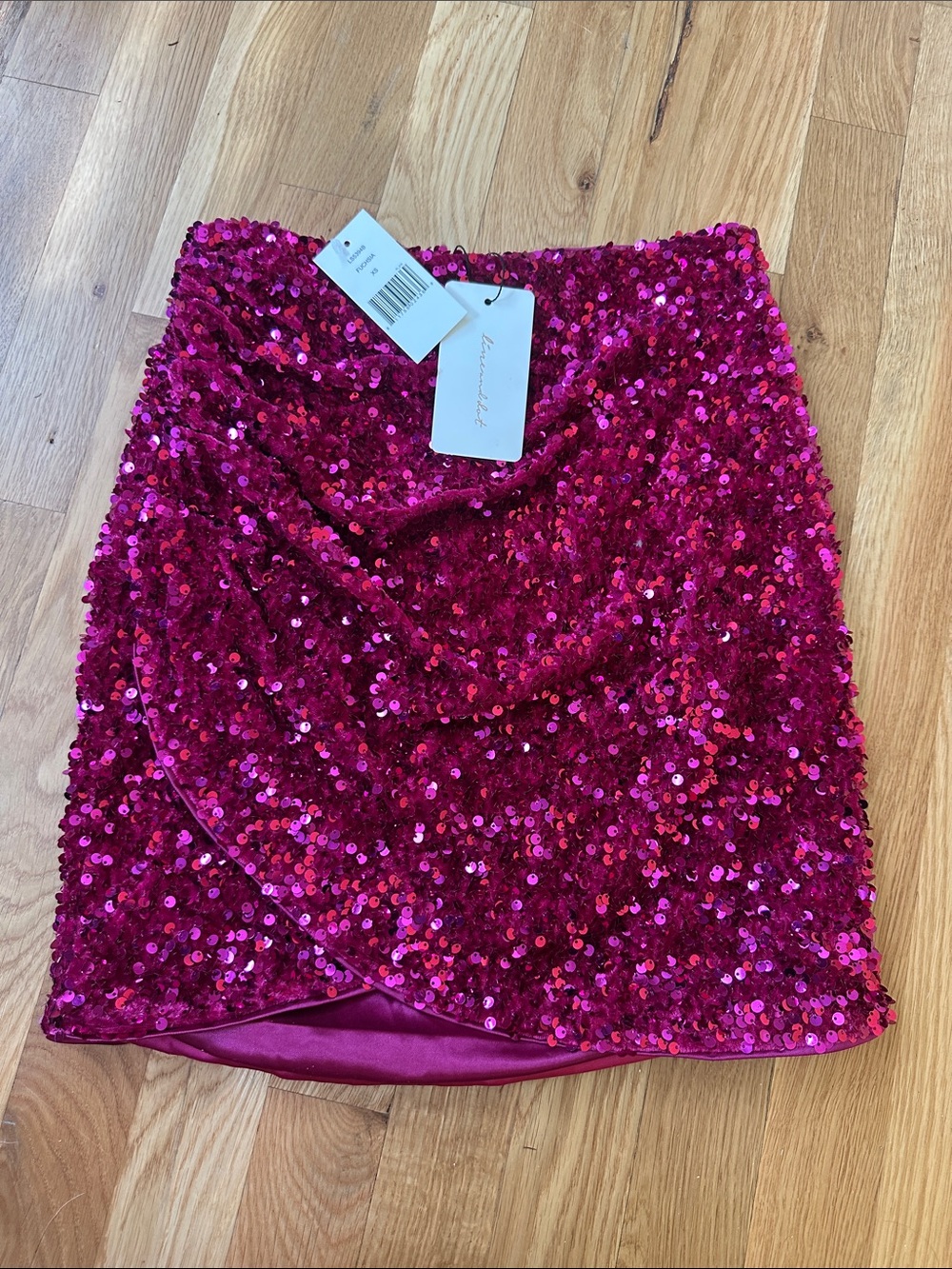 Line & Dot Fuchsia Sequin Mini Skirt